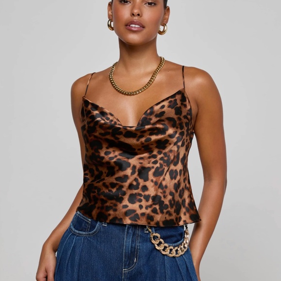 Calista Silk Camisole ~ Brown Multi Amur Leopard